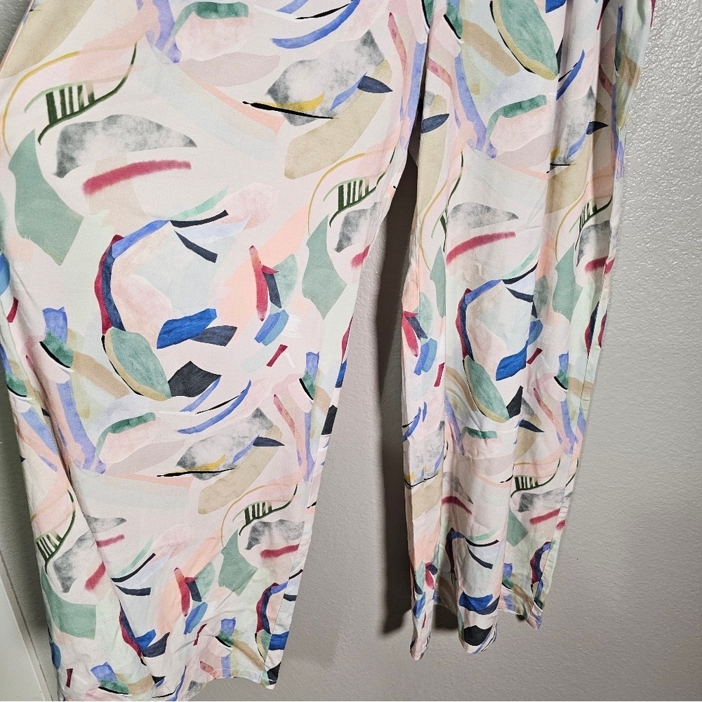 NWT Summer Wide Leg Trousers Palazo Pants Abstract Print By Shore Size L - Picture 11 of 14